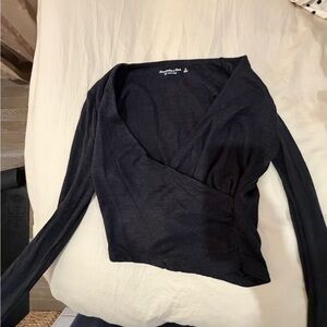 Abercrombie & Fitch Black Wrap Top